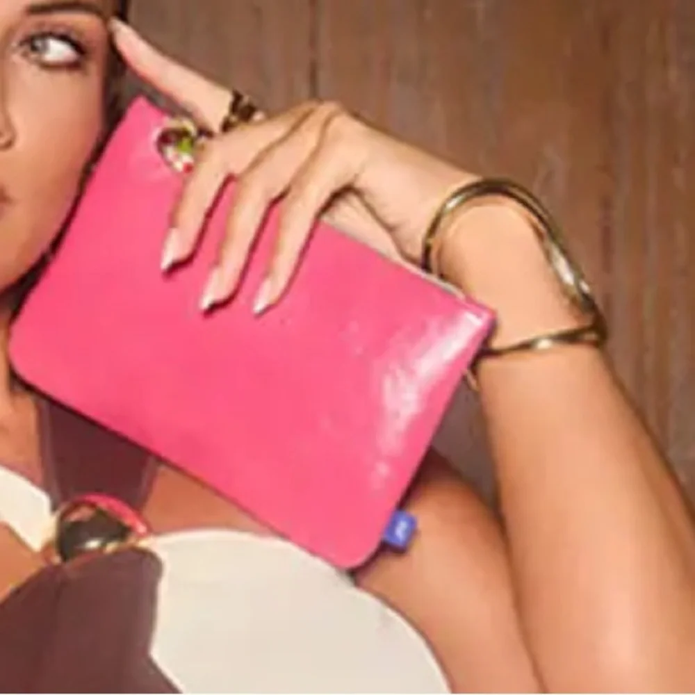 Ipsy Faux Leather Pink & Blue Glam Bag